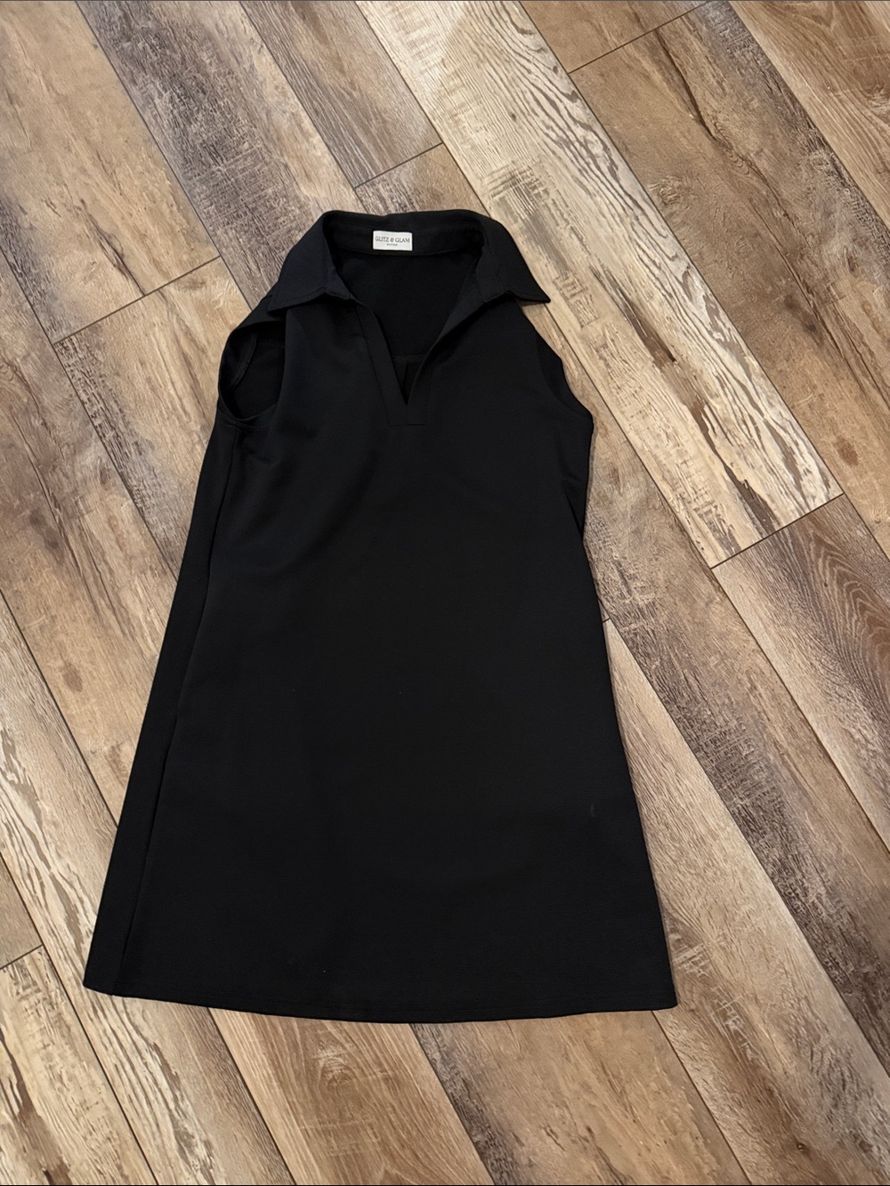 Collared Sleeveless Mini Dress in Black